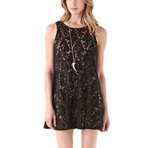 Free People Black Miles Of Lace Babydoll Dress XS